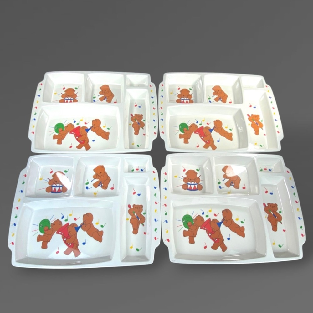 Anacapa Bear Band Divided Plates Set of 4 Melamine Kids Trays 1987